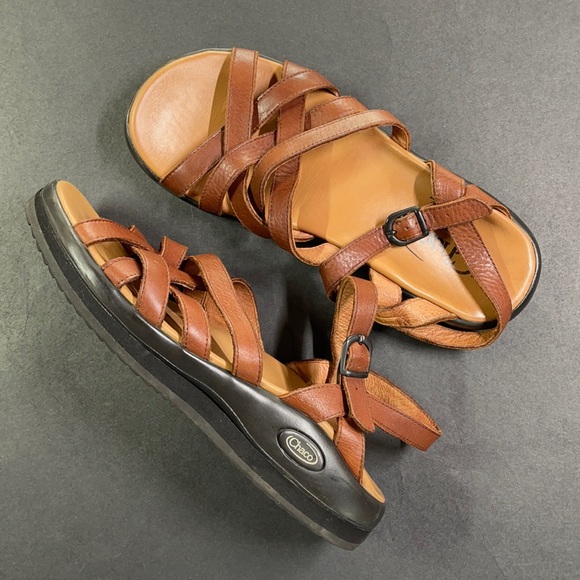 Chaco Isabella Leather Sandals with Adjusted Leg Length  10 Made in Portugal - Picture 1 of 16